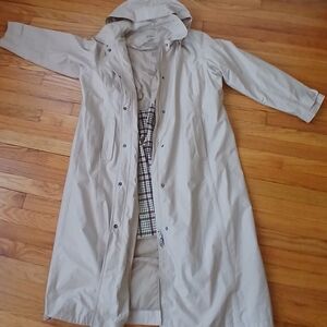 L.L. Bean Beige Hooded Trench Coat